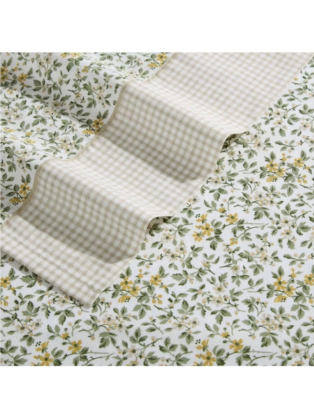 Laura Ashley QUEEN Tierney Sheet Set 100% Percale Cotton Percale Maize Green